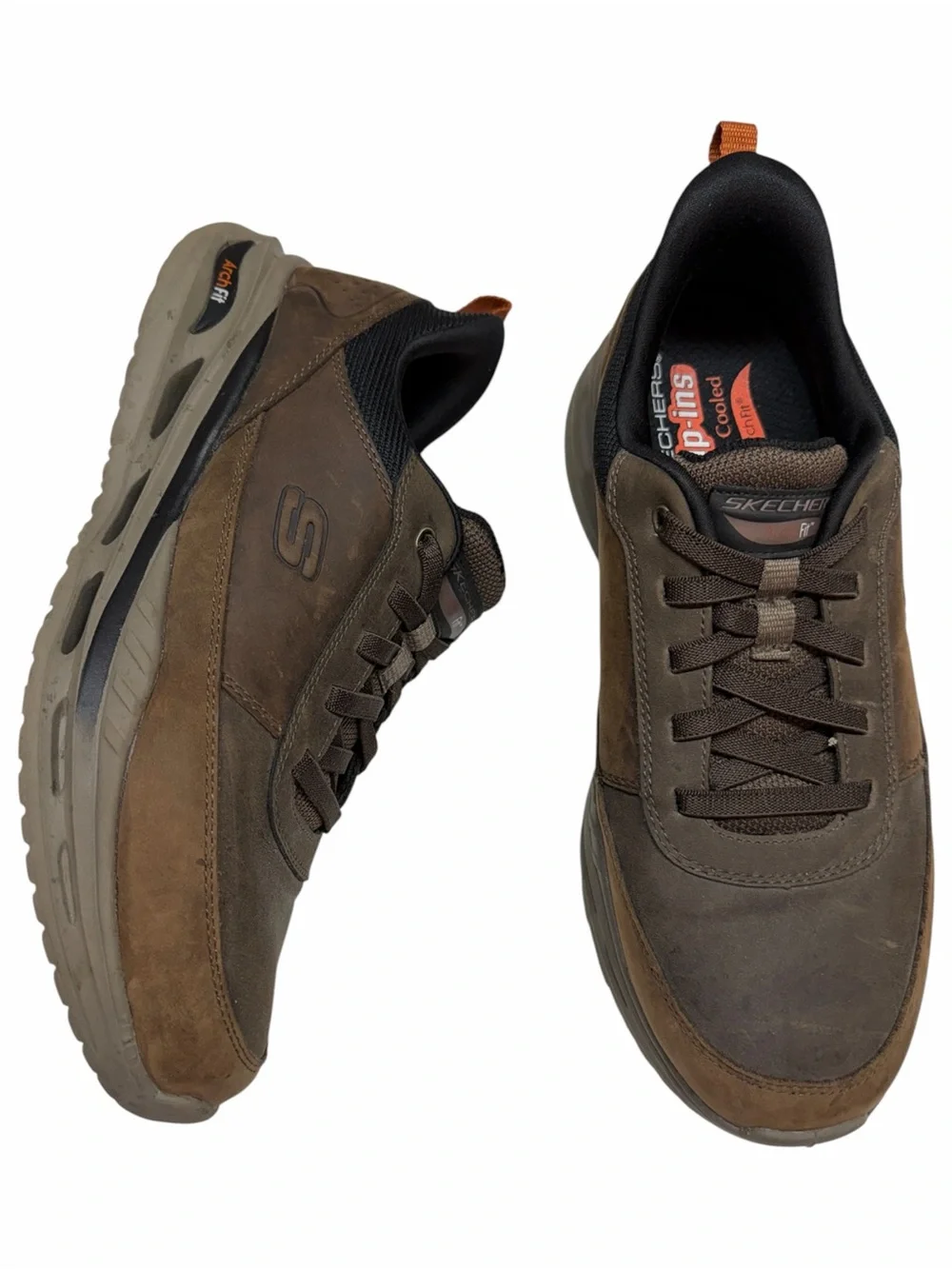 Skechers Slip-ins Arch Fit Sneakers Brown Leather Mens 11 Slip On shoes SN210981